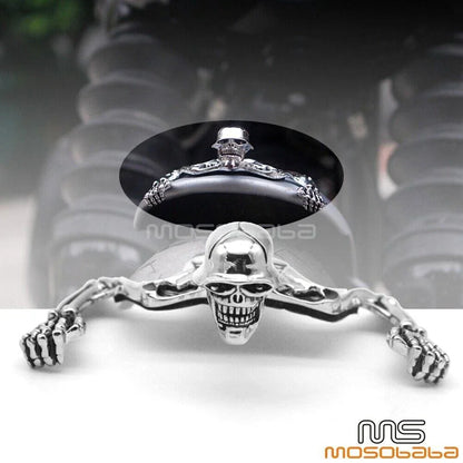 7'' Chrome Headlight Visor Skull Ornament for Harley Road King