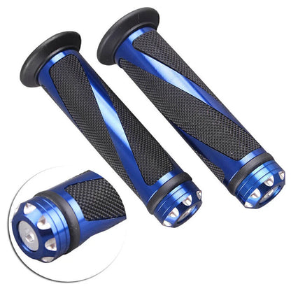 7/8" Gel Rubber Hand Grips for Motorcycle Handle Bars Black & Blue