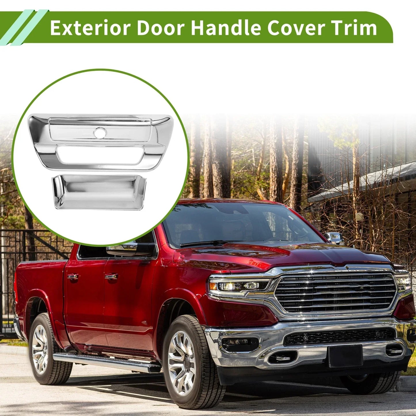 Exterior Door Handle Cover Trim for Dodge Ram 1500 2500 3500 (2019-2025)