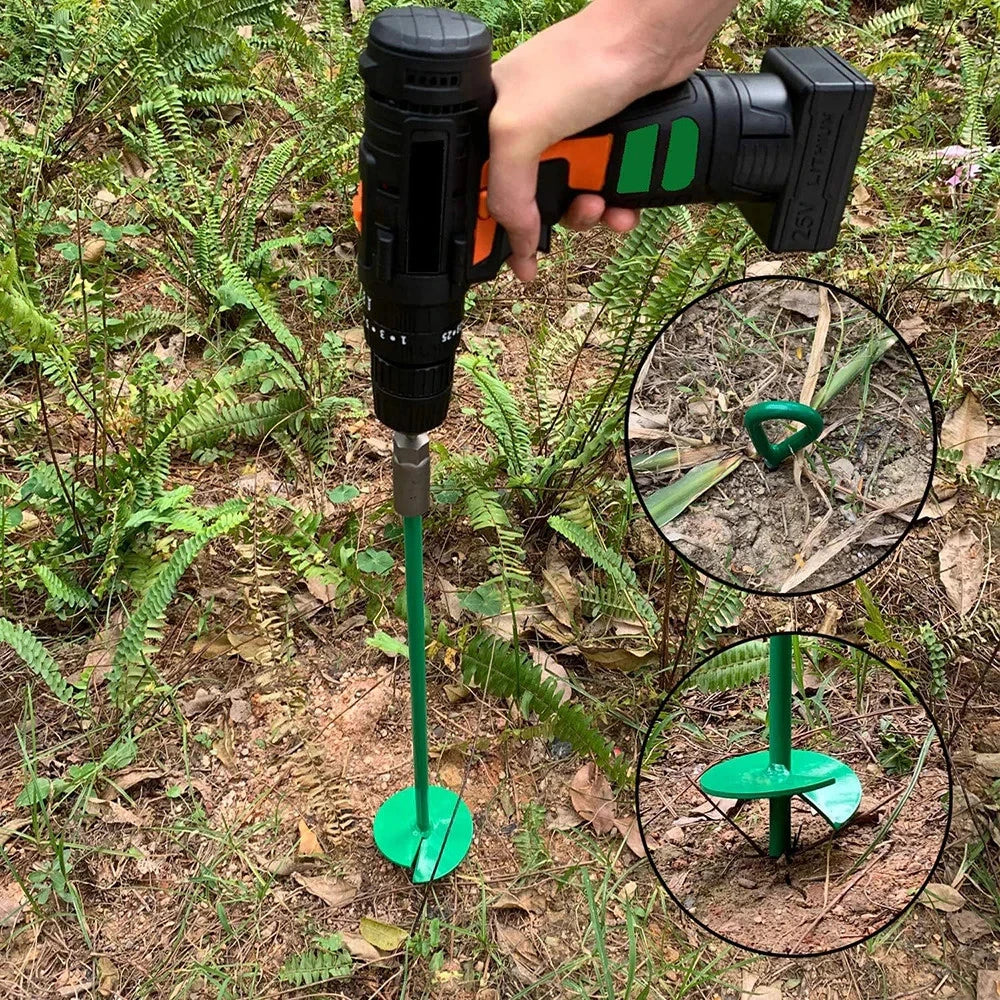 4 x 18" Heavy Duty Green Ground Anchor Hook Solid Steel Shaft