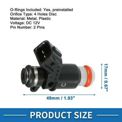 Fuel Injector 1.7L for Honda Civic DX, LX (2001-2005) - 4 x Black Injectors