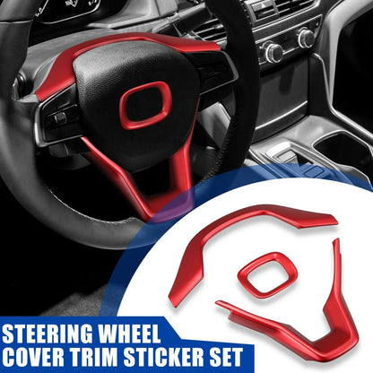 3 x ABS Interior Steering Wheel Cover Trim for Honda Accord (2018-2021) Red