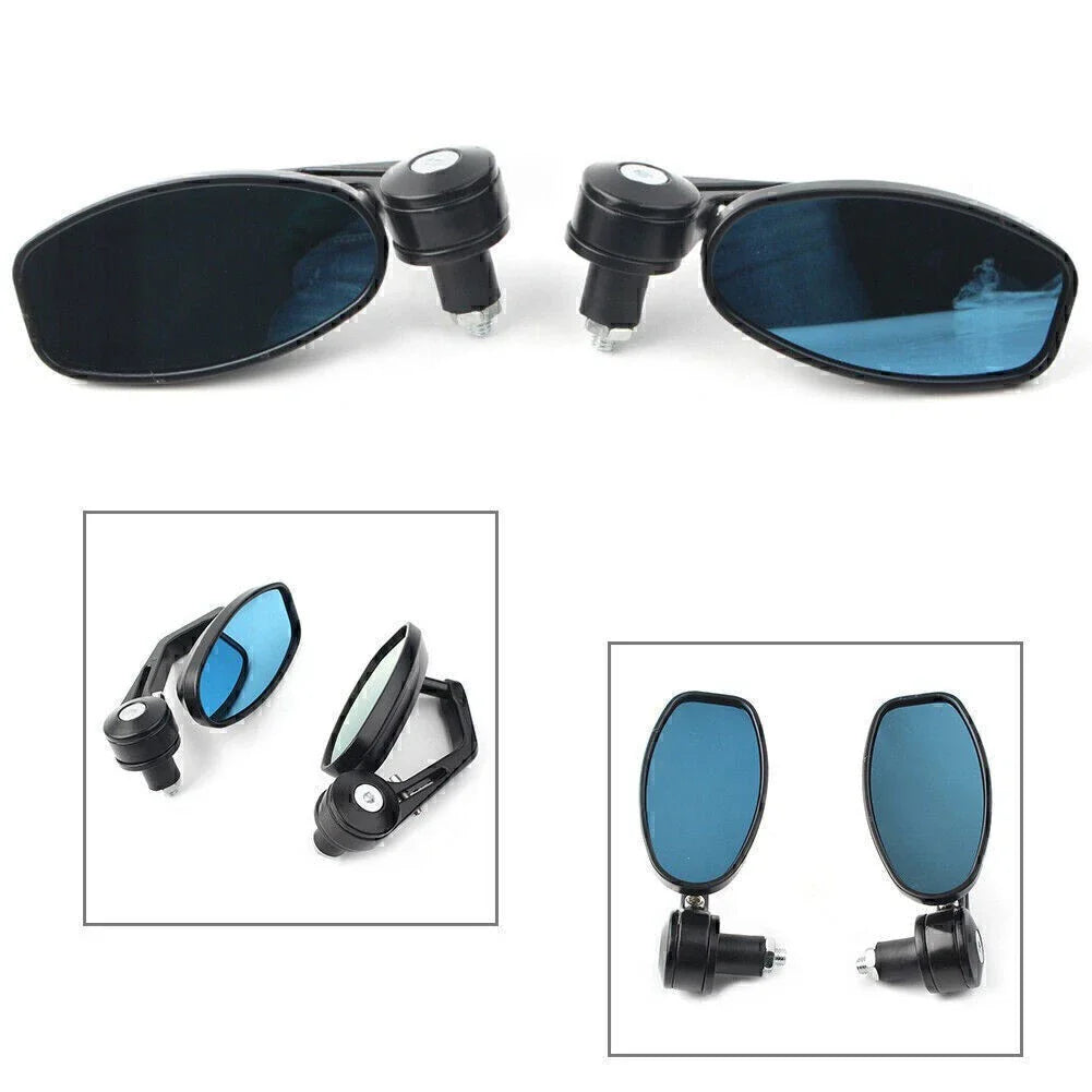 Black Aluminum 7/8" Motorcycle Rear View Side Mirrors for Handlebar