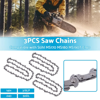 3 x 14" Chainsaw Chain for Stihl MS170 MS180 MS190T (2002-2023)