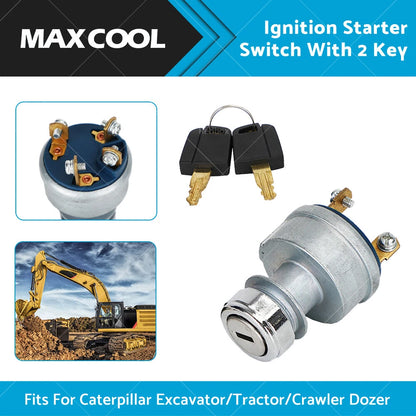 Ignition Key Starter Switch for Caterpillar CAT (9G7641) - 2 Keys