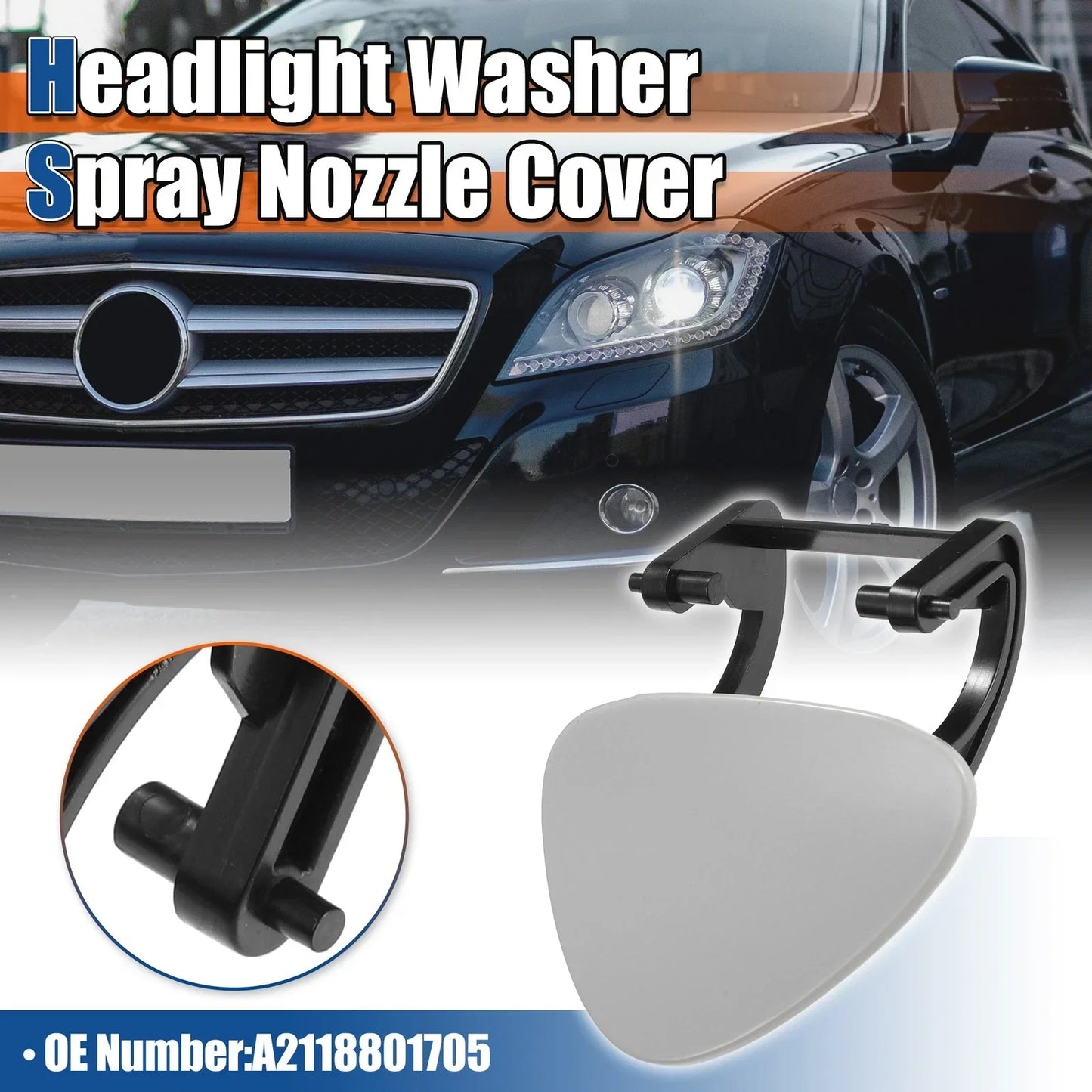 Front Left Headlight Washer Spray Nozzle for Mercedes-Benz (A-Class 2013-2018)