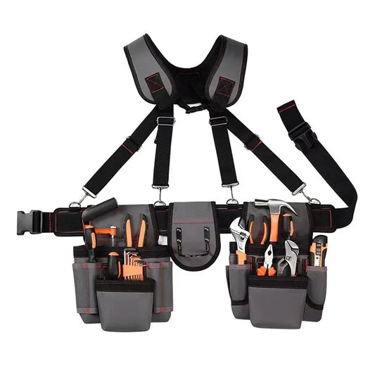 Adjustable Electrician Tool Bag with Suspenders & Pouches for Electricians