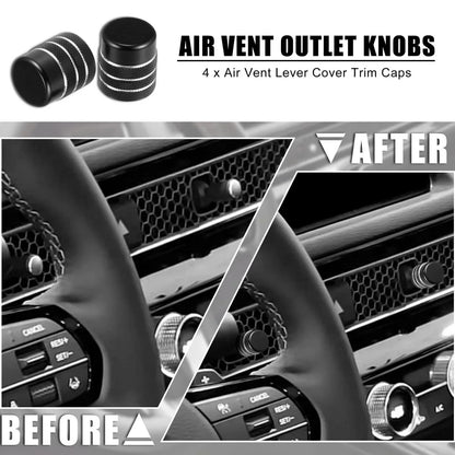 4 x Aluminum Alloy Black Air Vent Outlet Knob Covers for Honda Civic (2016-2021)