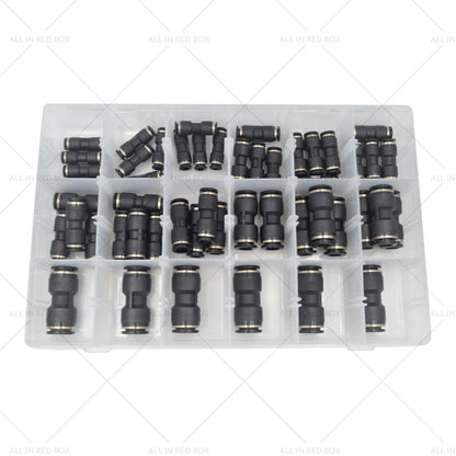 50x Pneumatic Push-in Air Line Quick Connect Kit for Imperial Hose