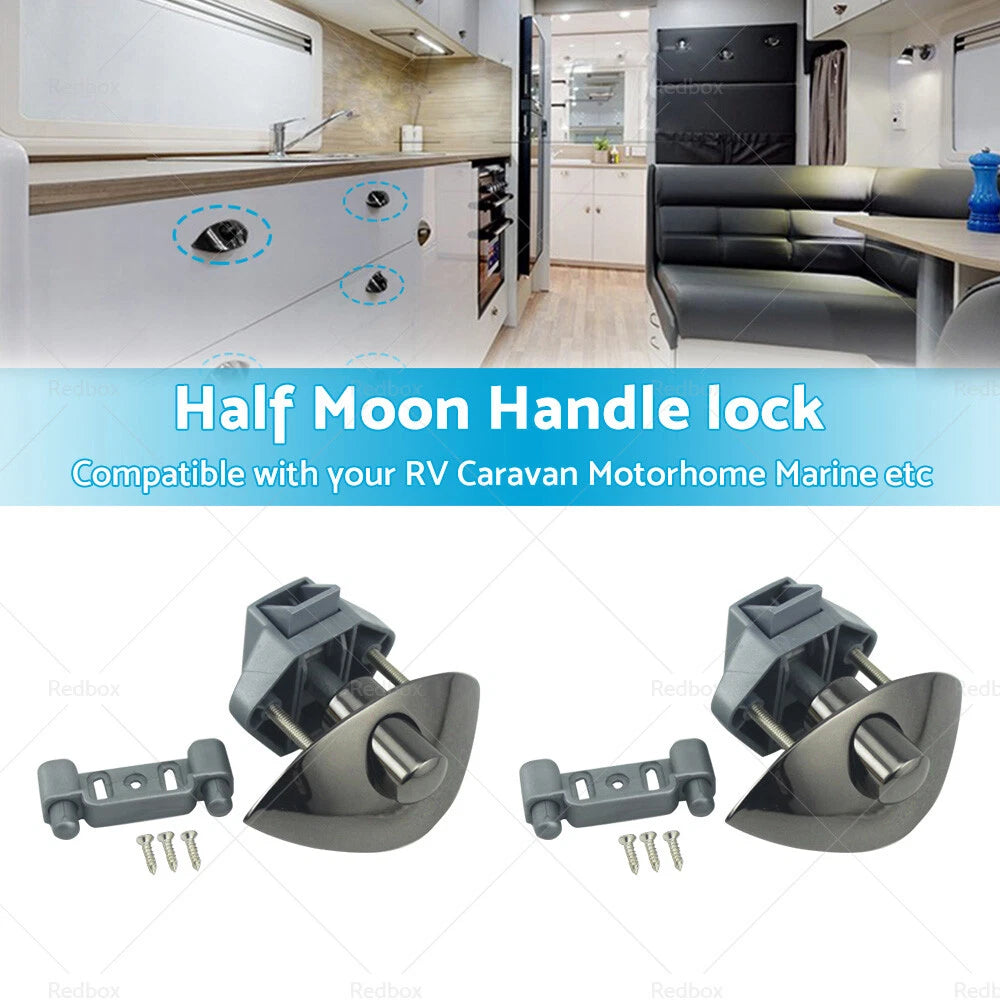 Zinc Alloy Half Moon Push Lock Knob for Camper RV Kitchen Cabin