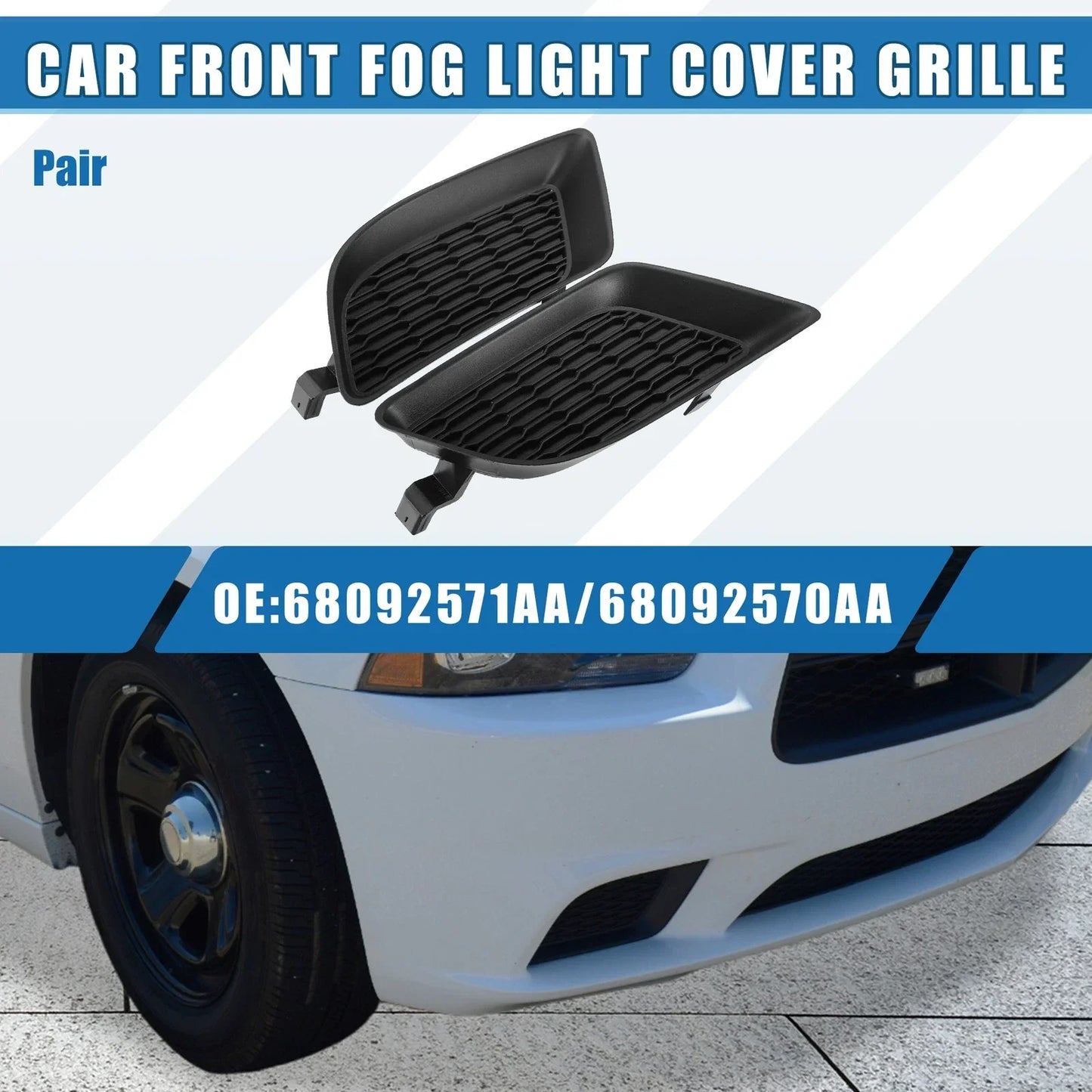 2 x Front Fog Light Grille Covers for Dodge Charger (2011-2014)