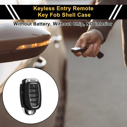 4 Button Key Fob Shell Case for Hyundai Palisade (2020-2022) Black Silver Tone