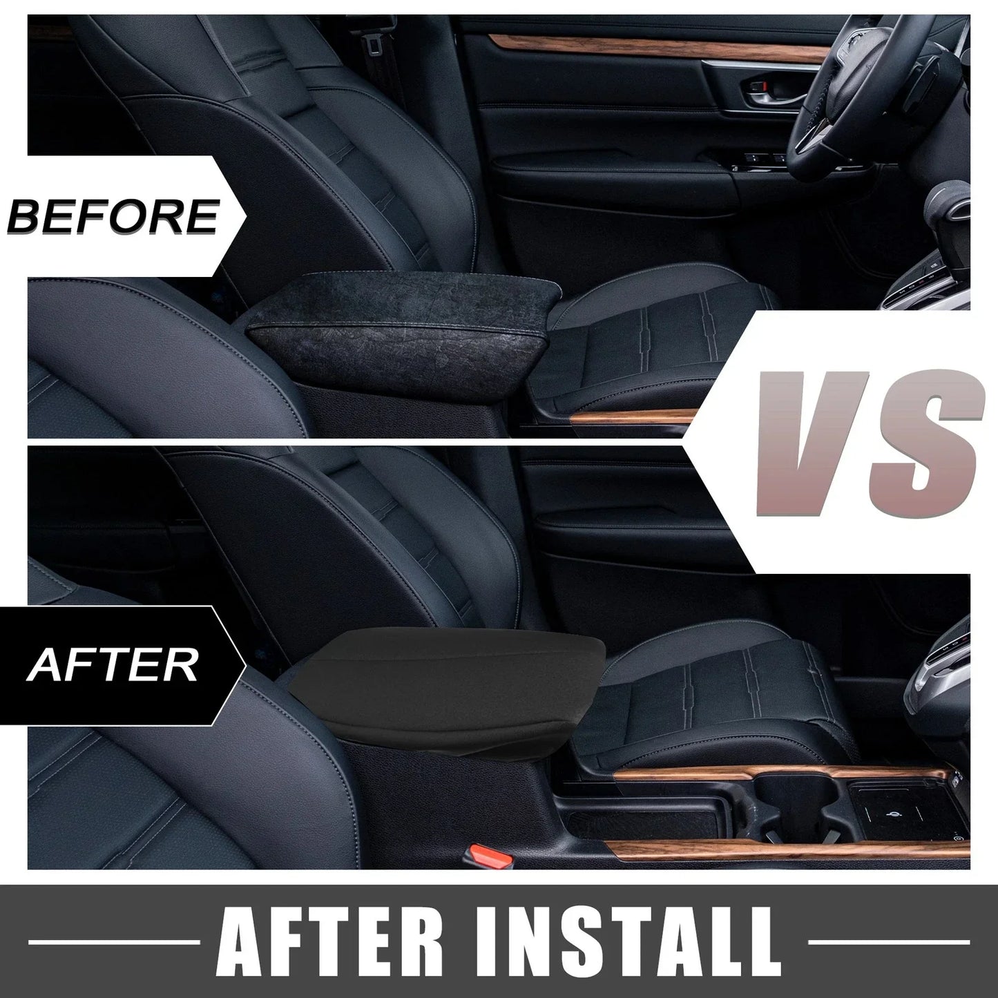 Car Center Console Armrest Cover Trim for Honda Accord (2008-2012) Black
