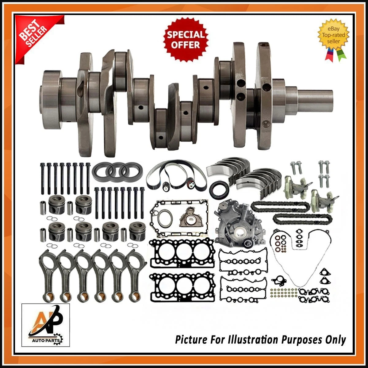 Crankshaft with Engine Rebuild Kit Replacement for Jaguar 306DT (1993–2001)