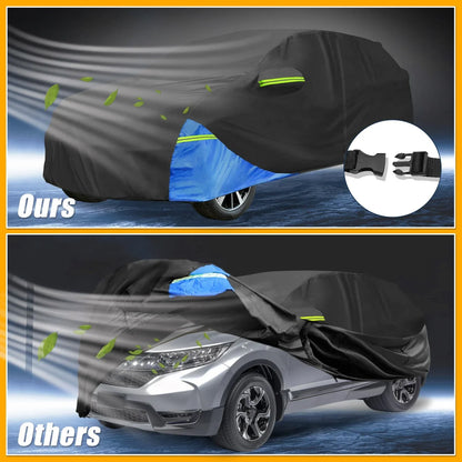 Waterproof Car Cover for Honda CRV (210D Oxford Cloth, Black/Blue)