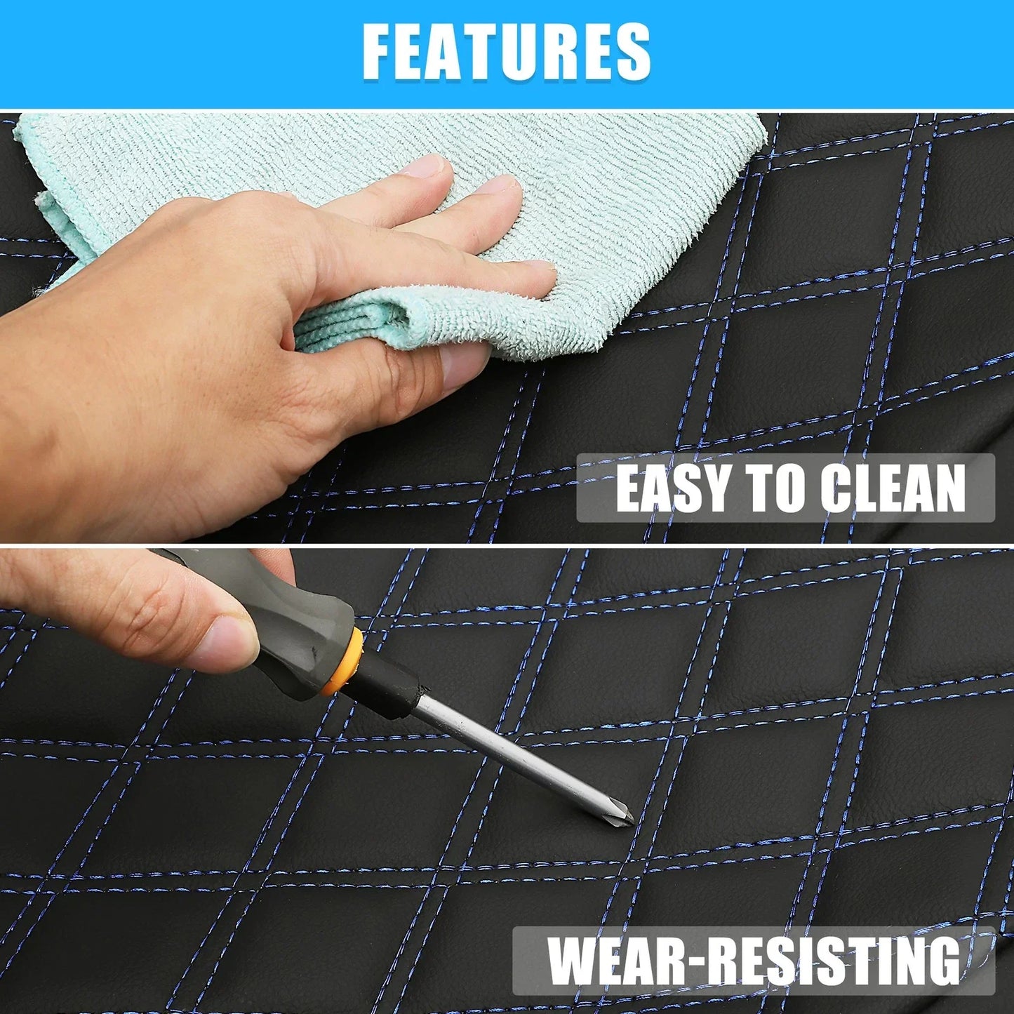 Car Rear Seat Covers Protectors for Dodge Ram Black Blue 3 x Pieces