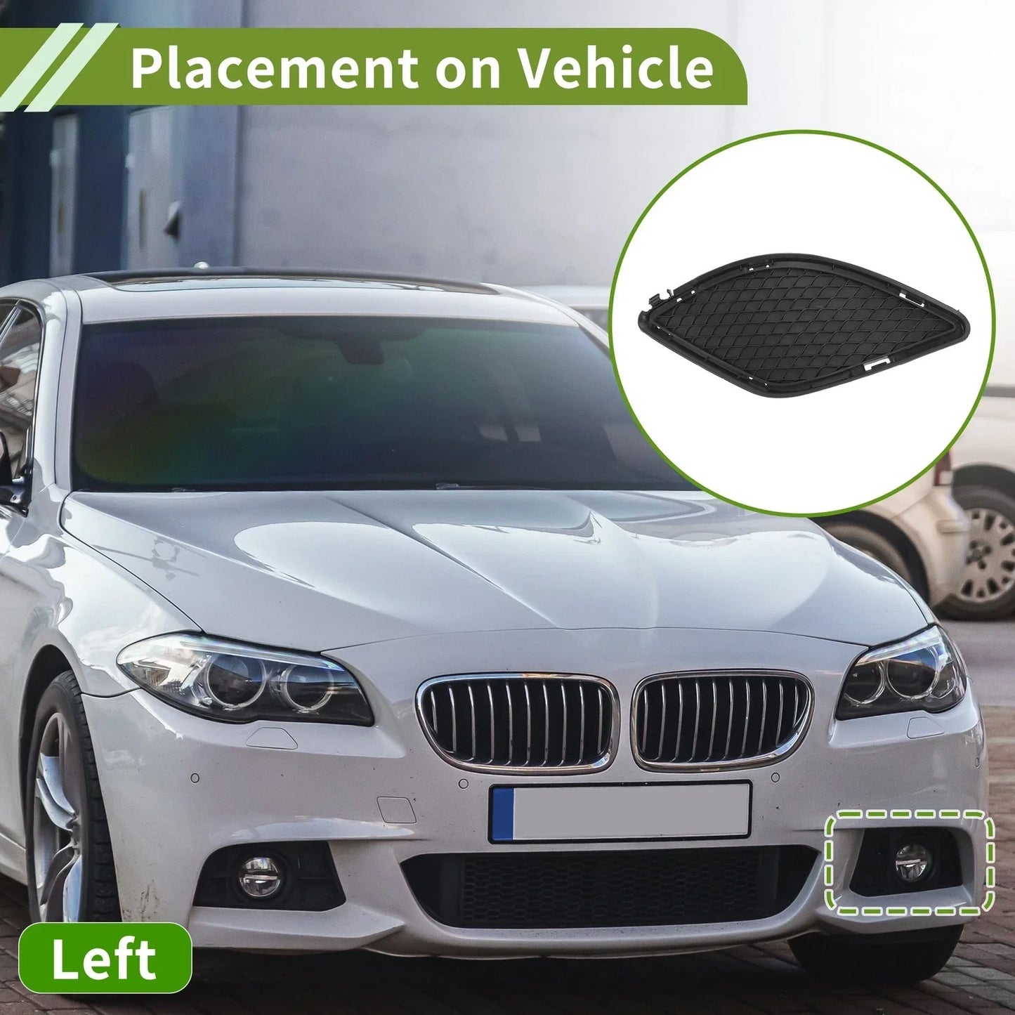 Front Left Fog Light Grill for Mercedes-Benz CLA250 (2014-2019) Black