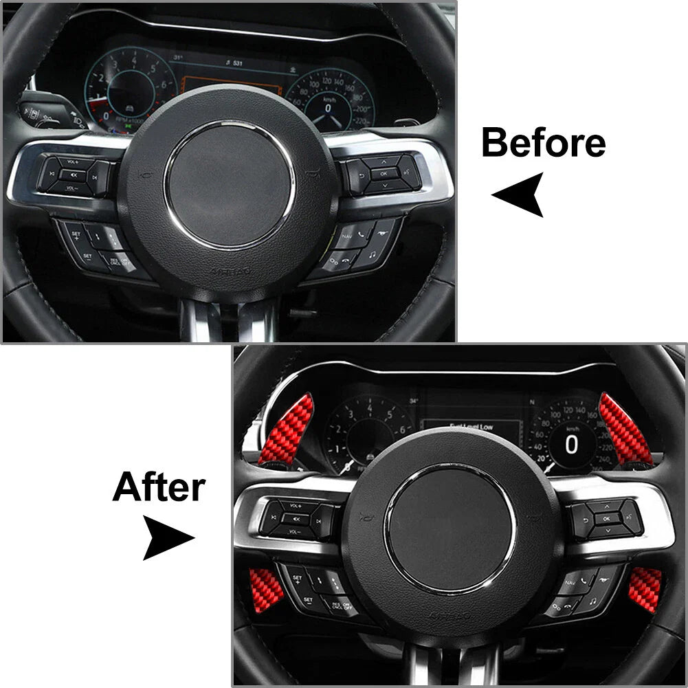 Steering Wheel Shifter Paddle Extensions for Ford Mustang (2015-2023) Red