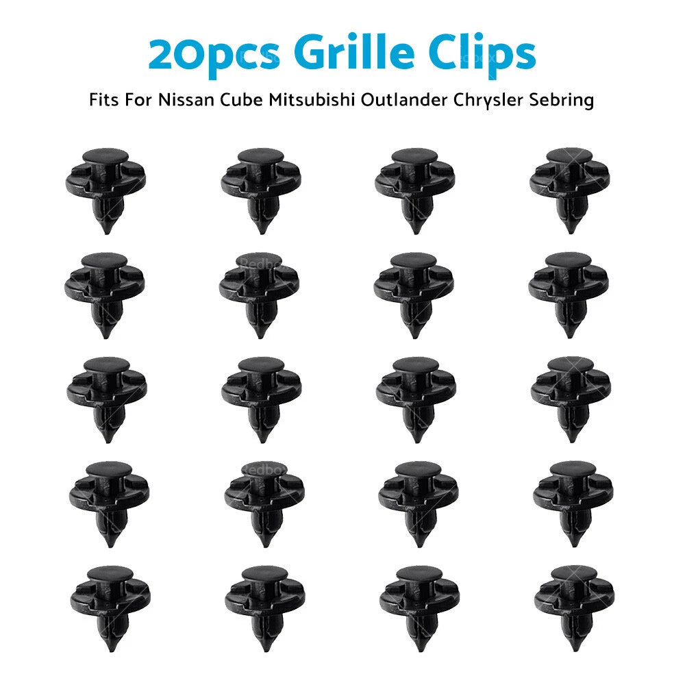 8mm 20x Grille Clips for Nissan Patrol, Cube, Mitsubishi Outlander, Sebring