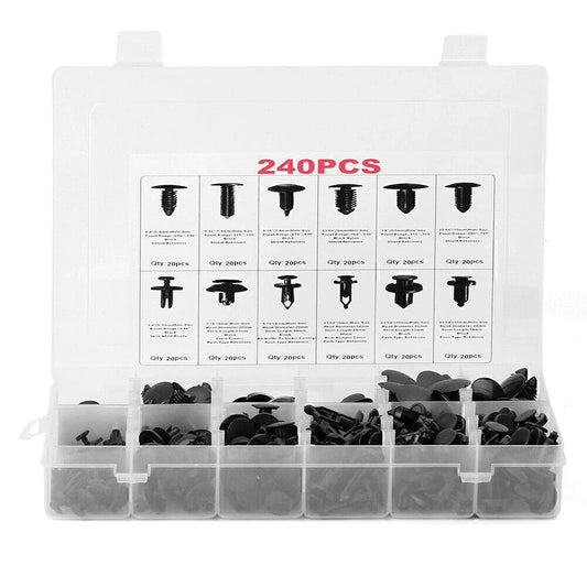 240 Pcs Plastic Push Pin Rivet Fasteners Clips for Car Auto Body