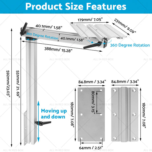 Aluminum Alloy Table Leg for RV Camper - Movable, Rotatable, Height Adjustable