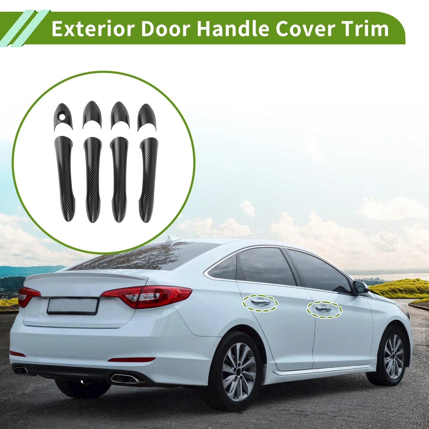 Exterior Door Handle Cover Trim for Hyundai Sonata (2011-2015) Carbon Fiber