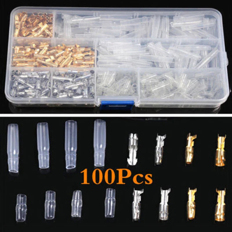 400PCS 3.9mm Brass Bullet Connectors Male & Female Terminals for Motorcycle