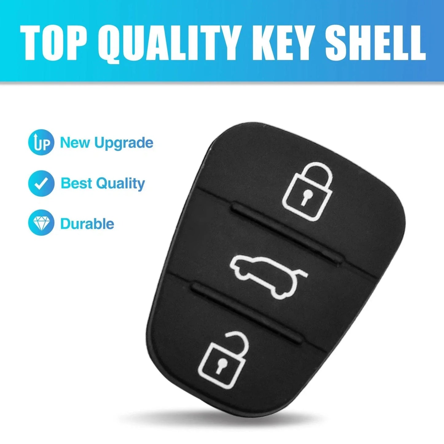 Hyundai 3 Button Key Fob Shell Case Rubber for Replacement ()