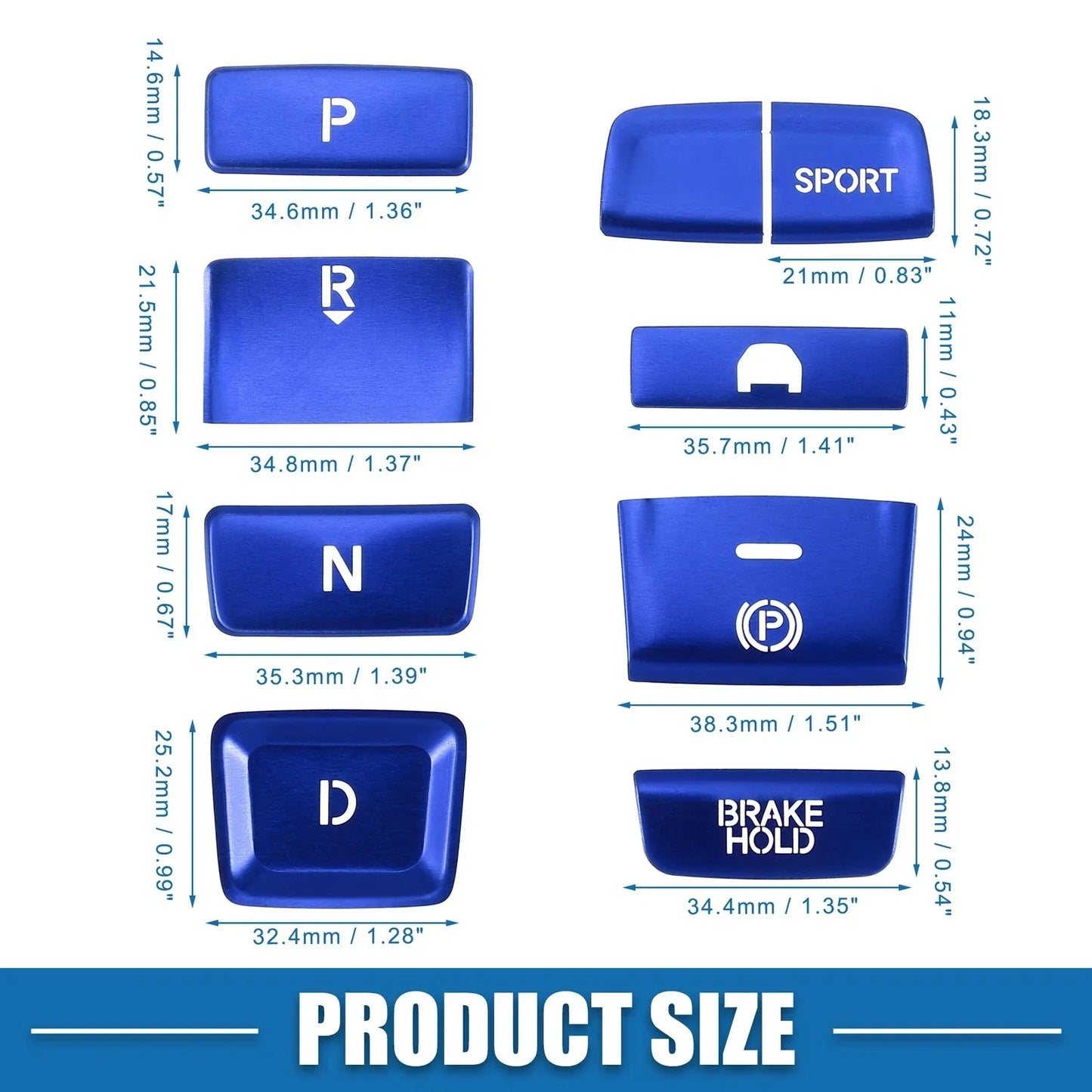 9 x Gear Shift Panel Switch Button Covers for Honda Accord (2018-2022) Blue
