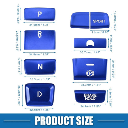 9 x Gear Shift Panel Switch Button Covers for Honda Accord (2018-2022) Blue