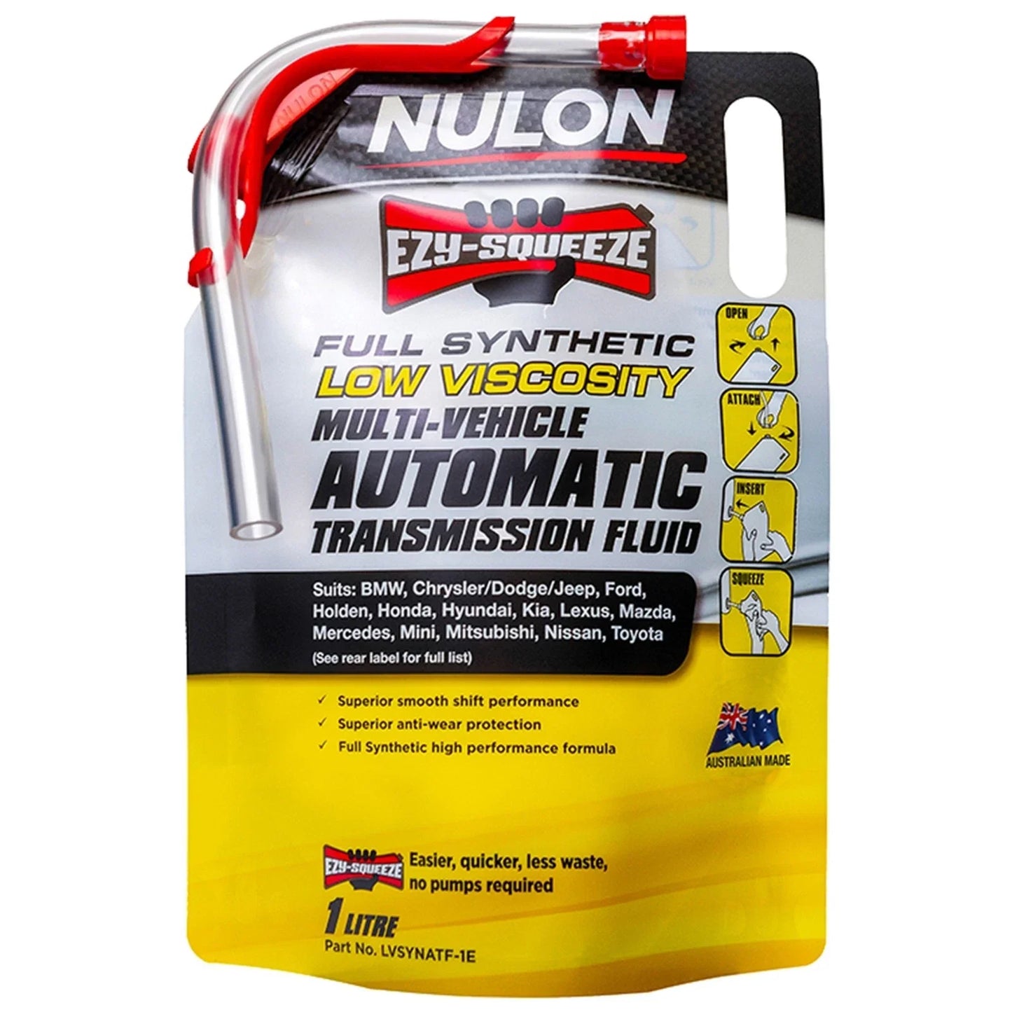 Nulon EZY SQUEEZE Full Synthetic Multi-Vehicle Automatic Transmission Fluid 1L