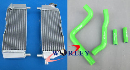 Aluminum Radiator + Green Hose for Kawasaki KX250 (2005-2007)