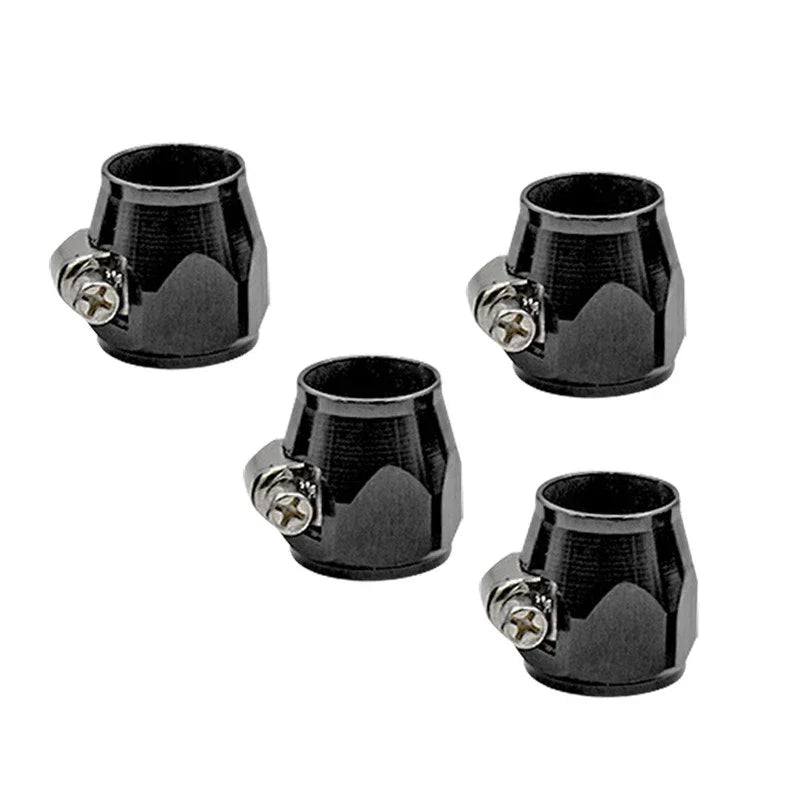 4 x Black Aluminum AN8 Hex Hose Clamps for Universal Connection Fitting