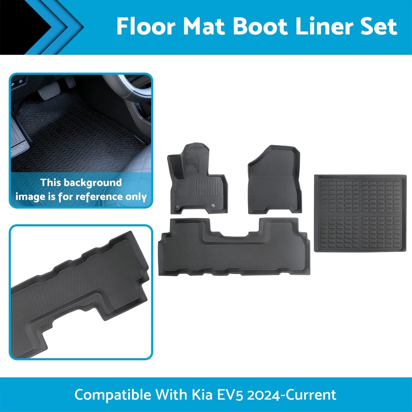 3D All-Weather Floor Mat Boot Liner Set for Kia EV5 (2024-On)