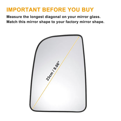 Left Upper White Mirror Glass w/ Back Heated for Mercedes Sprinter (2018-2023)