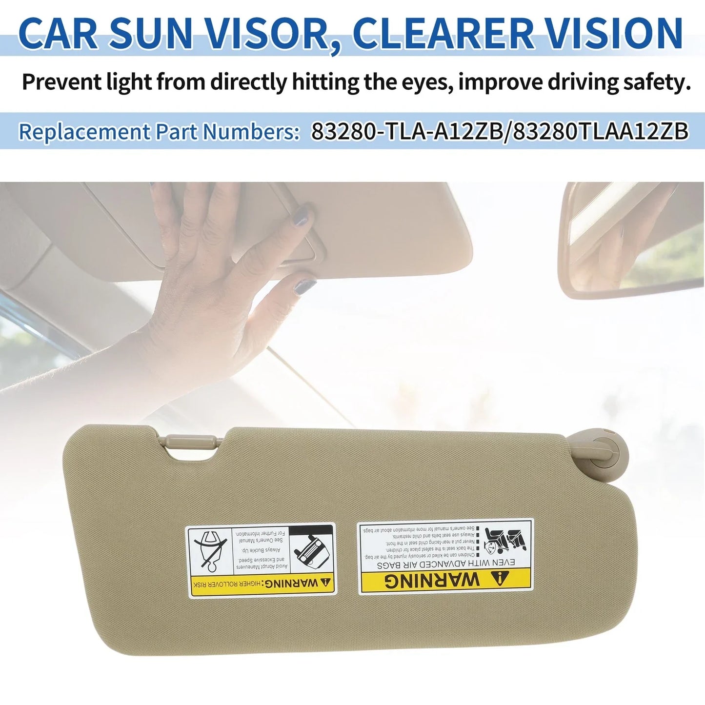 Left Side Sun Visor for Honda CR-V (2017-2019) Beige 1 x Piece