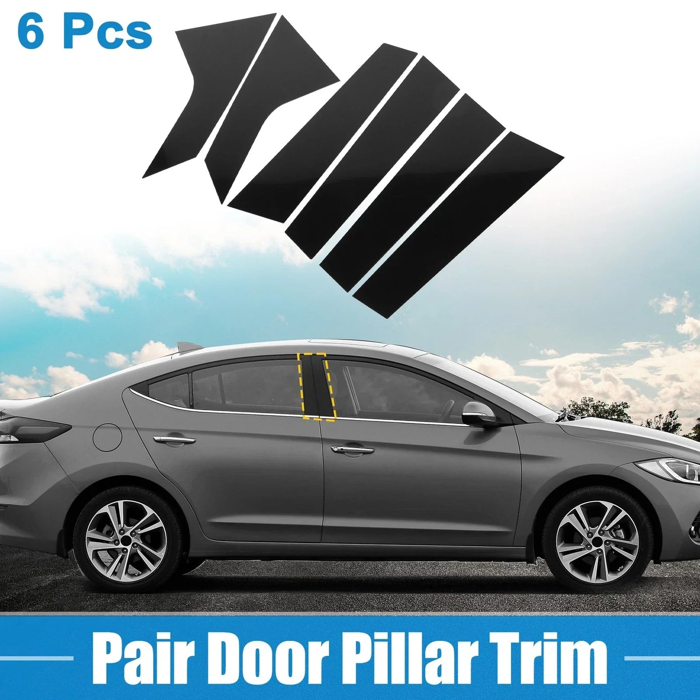 6 Pcs Windshield B Pillar Trim Garnish for Hyundai Elantra (2021-2023)