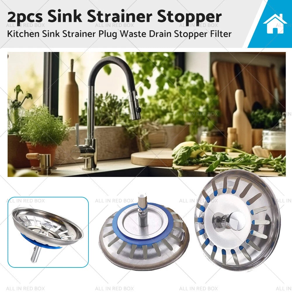 Stainless Steel Kitchen Sink Strainer Plug Waste Drain Stopper