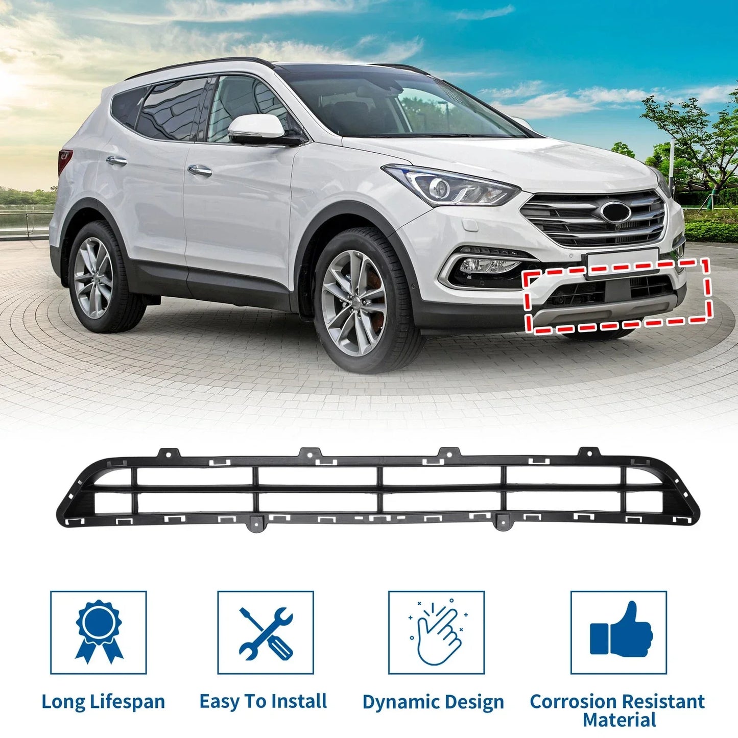 Lower Front Bumper Grille for Hyundai Santa Fe (2013-2016)