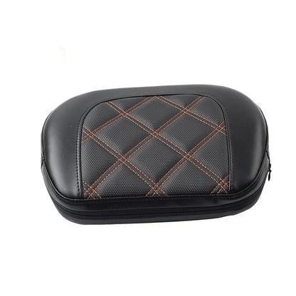 Passenger Sissy Bar Backrest Pad with Orange Stitching for Harley Electra Glide