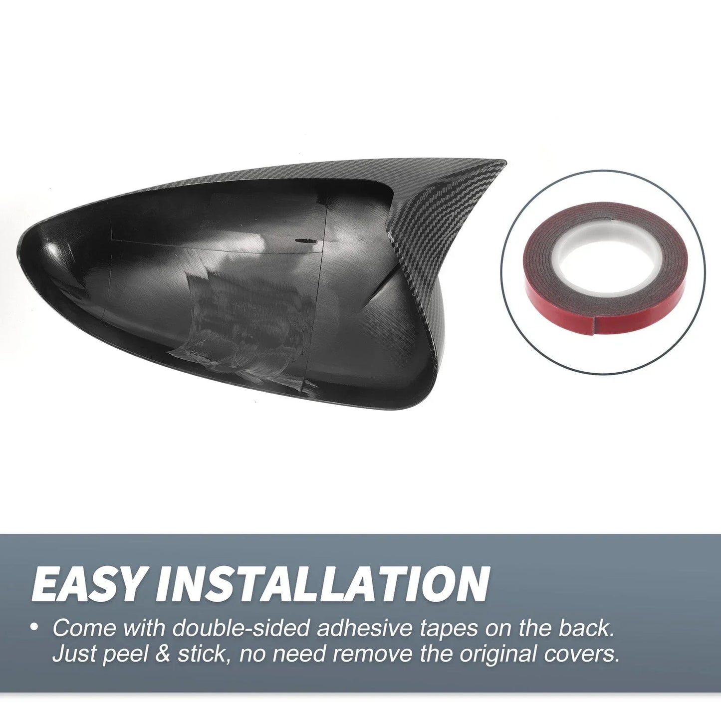 Rearview Mirror Cover Overlay Black Carbon Fiber for Chevrolet Cruze (2011-2016)