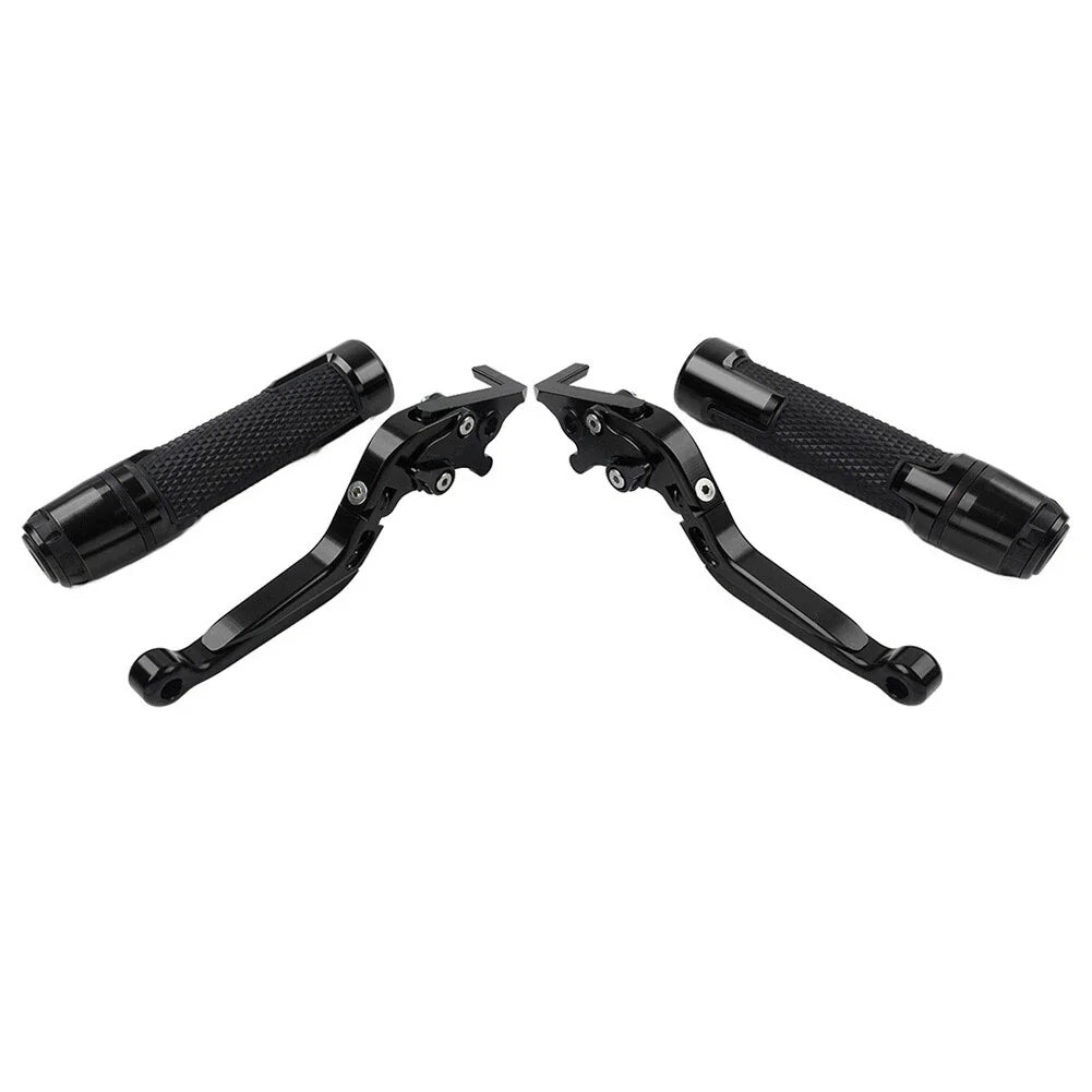 Black Extendable Brake Clutch Lever Grip Set for Kawasaki Ninja 650R (2006-2011)
