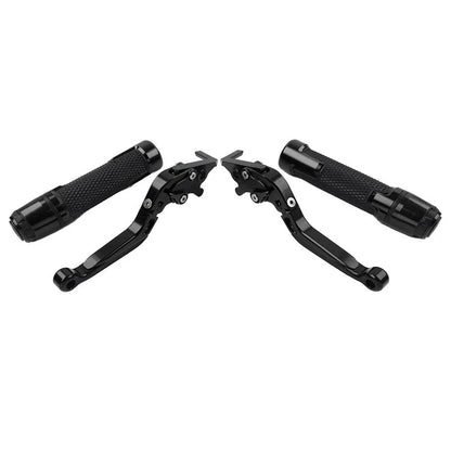 Black Extendable Brake Clutch Lever Grip Set for Kawasaki Ninja 650R (2006-2011)