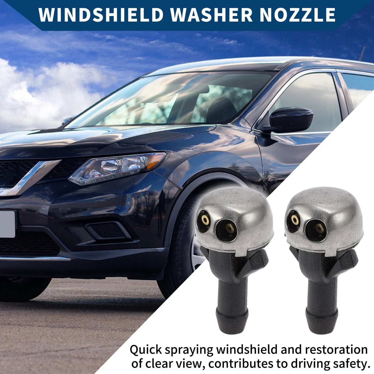 2 x Front Windshield Washer Nozzles for Mercedes-Benz 220D (1968-1973)