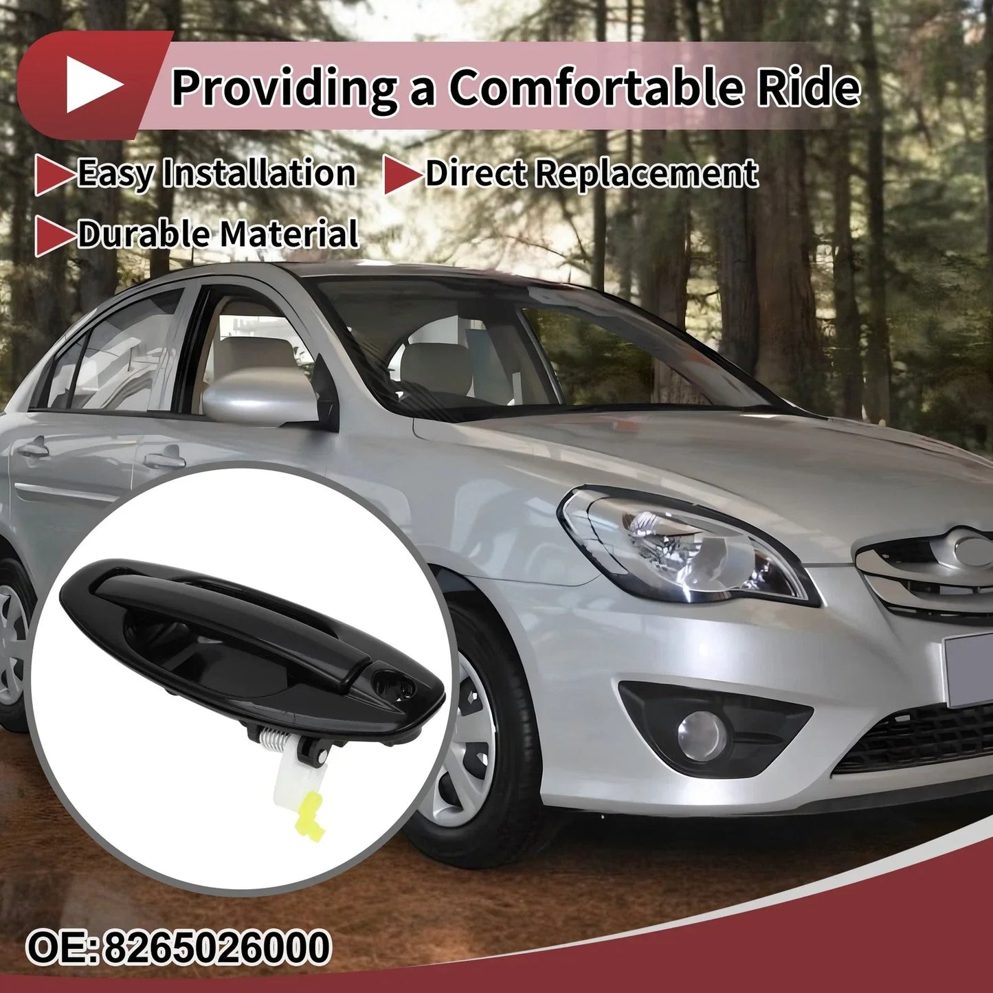 Exterior Door Handle for Hyundai Santa Fe Front Right Black (2013-2018)