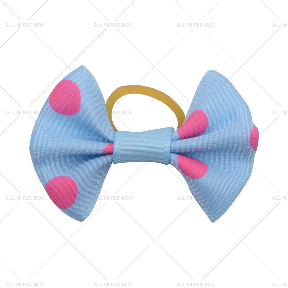 100PCS Cat Grooming Hair Bows & Rubber Bands for Small Dogs & Puppies