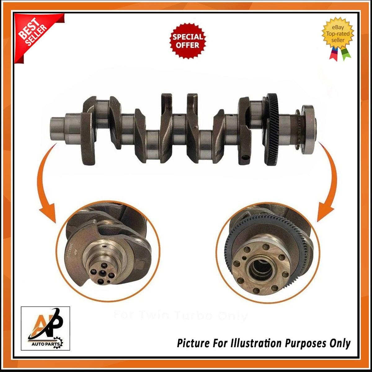 Alloy Steel Crankshaft Replacement for Land Rover Range Rover Jaguar XF (2016–2019)