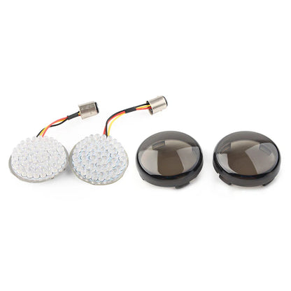 LED Rear Turn Signal Smoked Lens Covers for Harley Dyna Touring Softail