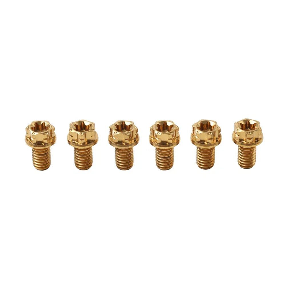 6pcs M6x35mm Titanium Torx Head Flange Bolts for Motor Bike Bicycle Gold