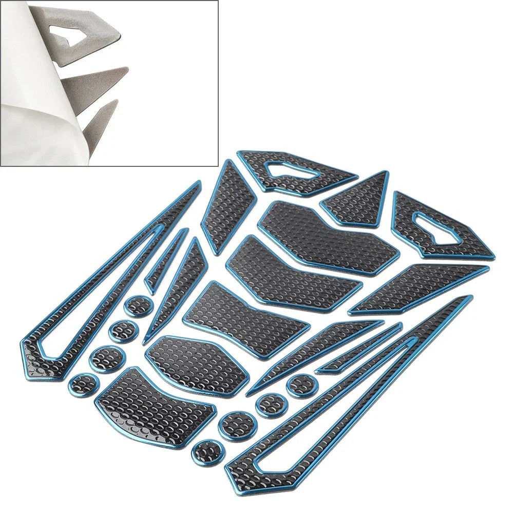 Blue Motorcycle Oil Fuel Tank Pad Cover Guard Protector Decal Sticker